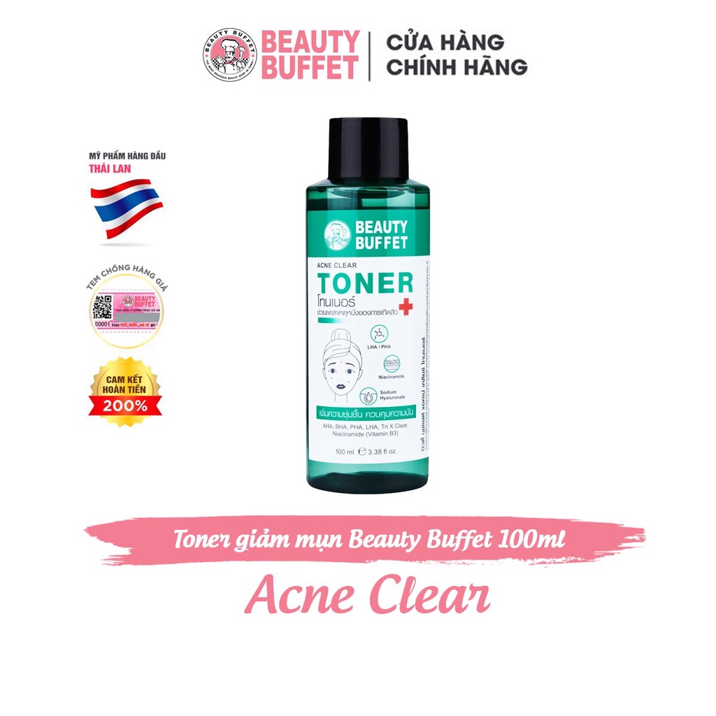 [DATE T7/2024] Toner dành cho da dầu mụn Beauty Buffet Acne Clear 100ml