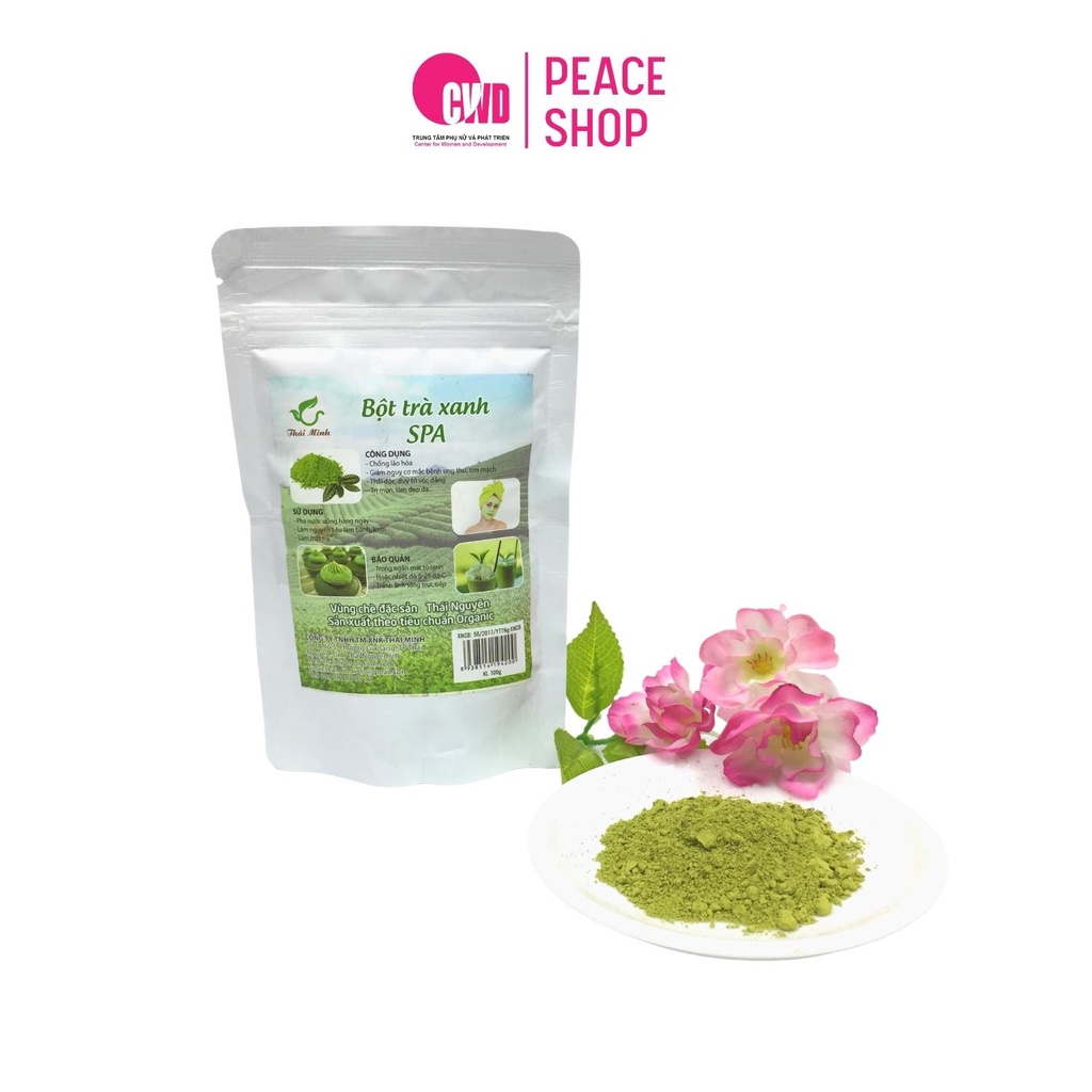 Bột trà xanh HTX Thái Minh hữu cơ nguyên chất tốt cho sức khỏe phân phối bởi Peace Shop