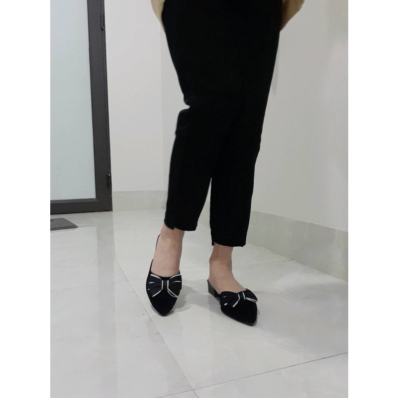 Giày sục dạ mũi nhọn nơ xinh 2cm - Rosa fashion -BB-0190