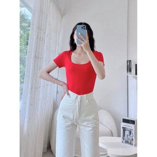 Áo thun nữ đủ màu trơn basic cổ vuông ôm body