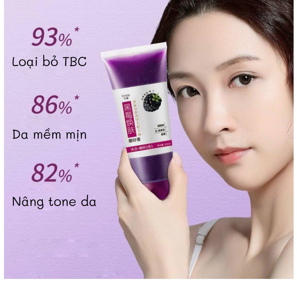 Gel Tẩy Tế Bào Chết Body Tinh Chất Quả Mâm Xôi 200ml Giúp Da Rạng Rỡ