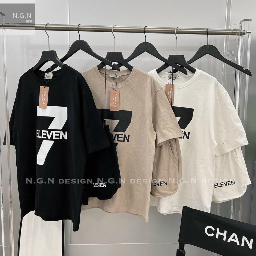 Sét bộ thời trang nữ mặc đi chơi chất cotton áo tay ngắn cổ tròn in 7 mix quần đùi lưng chun mát mẻ