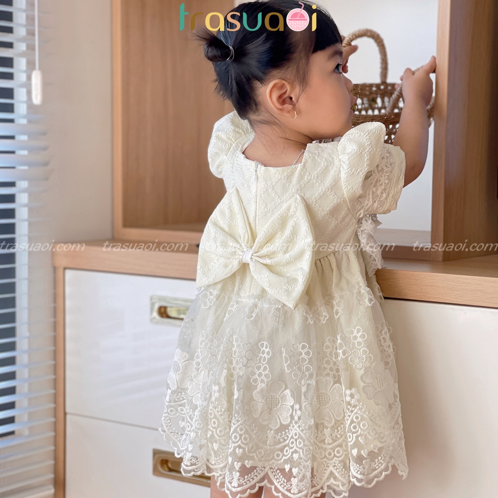 Đầm cho bé gái, váy lolita cho bé gái kiểu dáng tiểu thư dự tiệc sinh nhật, thôi nôi - TRASUAOI D032