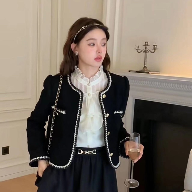 Áo Dạ Tweed Viền Thừng Hàng 2 Lớp ,áo dạ Kẻ Siêu Sang chảnh