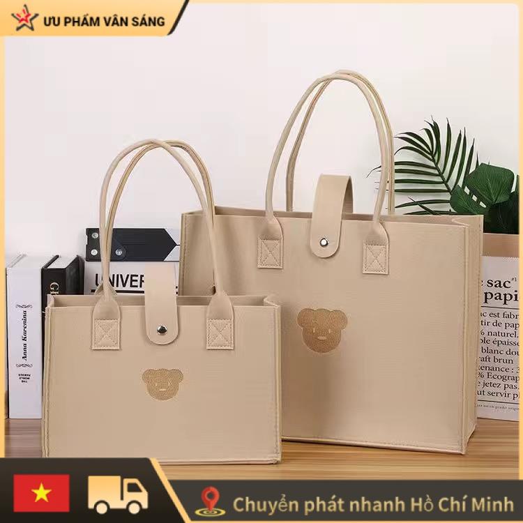 Đơn giản tiếng Anh cảm thấy túi xách trăm phù hợp tinh khiết màu Tote túi phụ nữ giải trí mua sắm tay xách túi