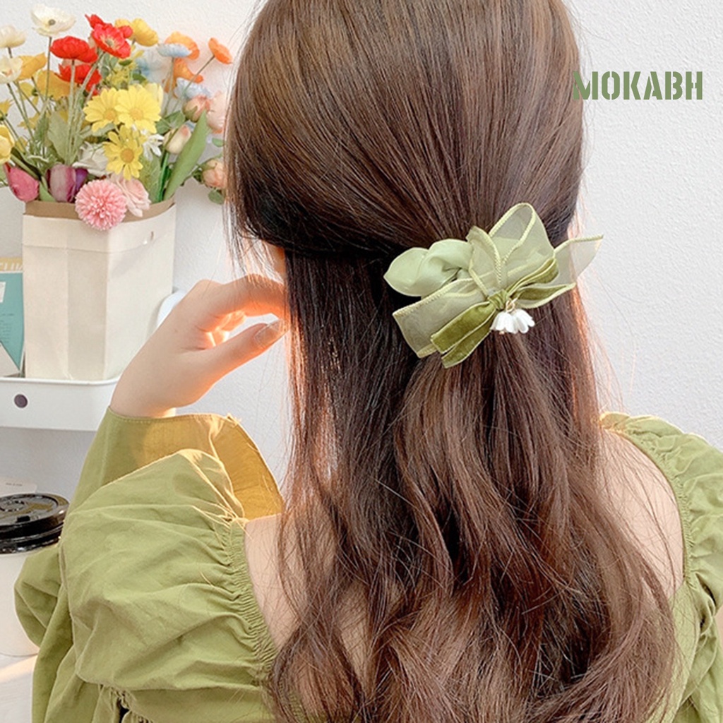 Dây Cột Tóc Thắt Nơ Màu Sắc Tương Phản Xinh Xắn Cho Nữ