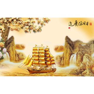 Tranh đính đá toàn bộ - thuận buồm xuôi gió