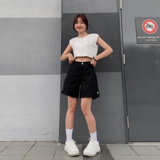 Áo croptop dáng gile nút phối cao cấp
