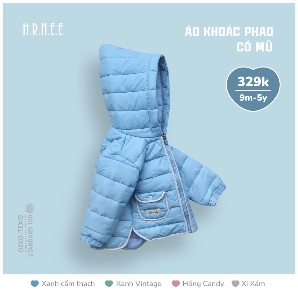 HRNEE - Áo phao có mũ Hrnee cho bé trai/ bé gái