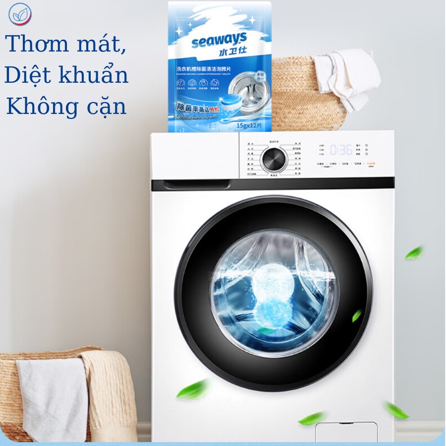 Viên vệ sinh lồng giặt Seaways viên tẩy lồng máy giặt an toàn và loại bỏ vi khuẩn hiệu quả