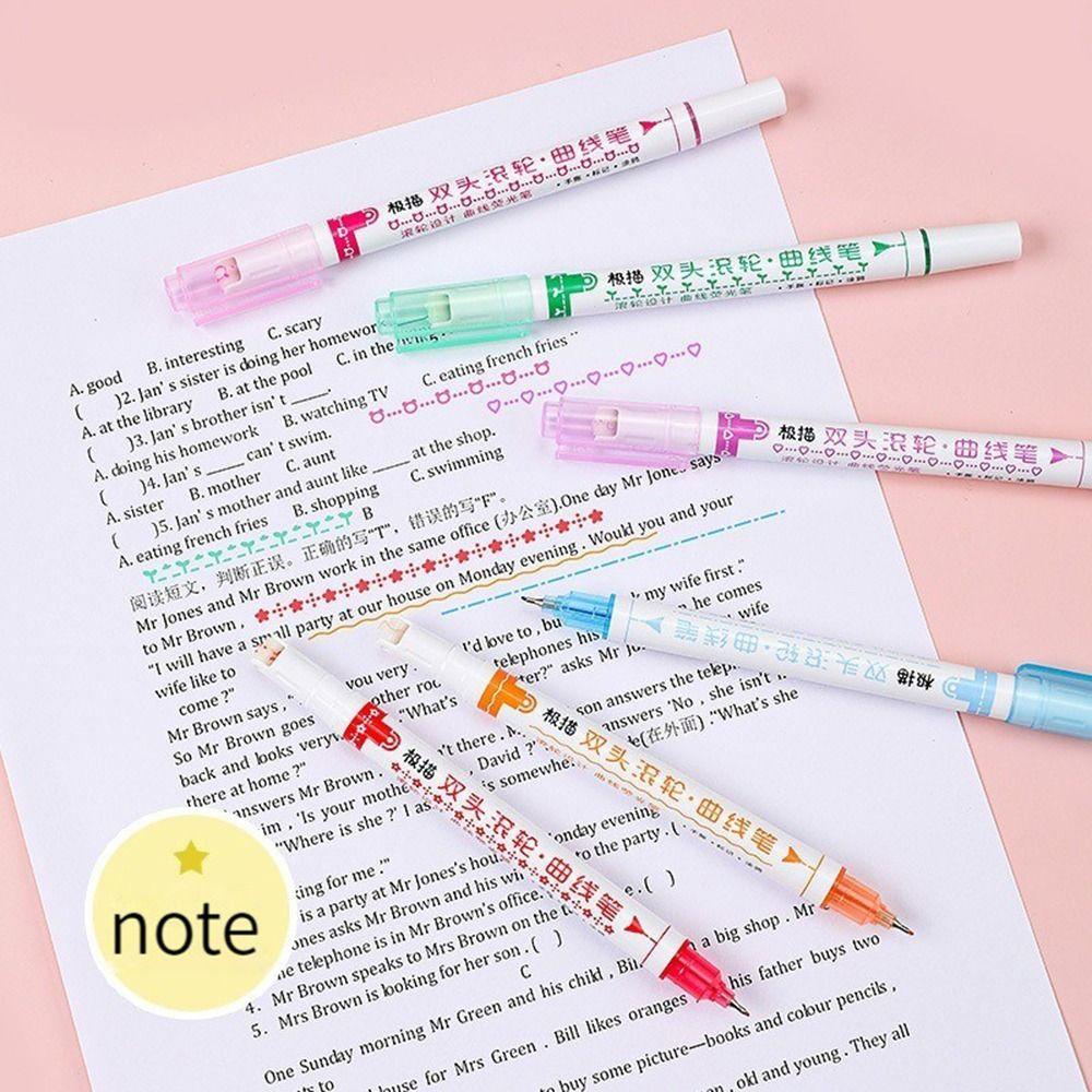 HECCEH Set 3 / 6 Bút Đánh Dấu Hai Đầu Hình Bông Hoa Xinh Xắn