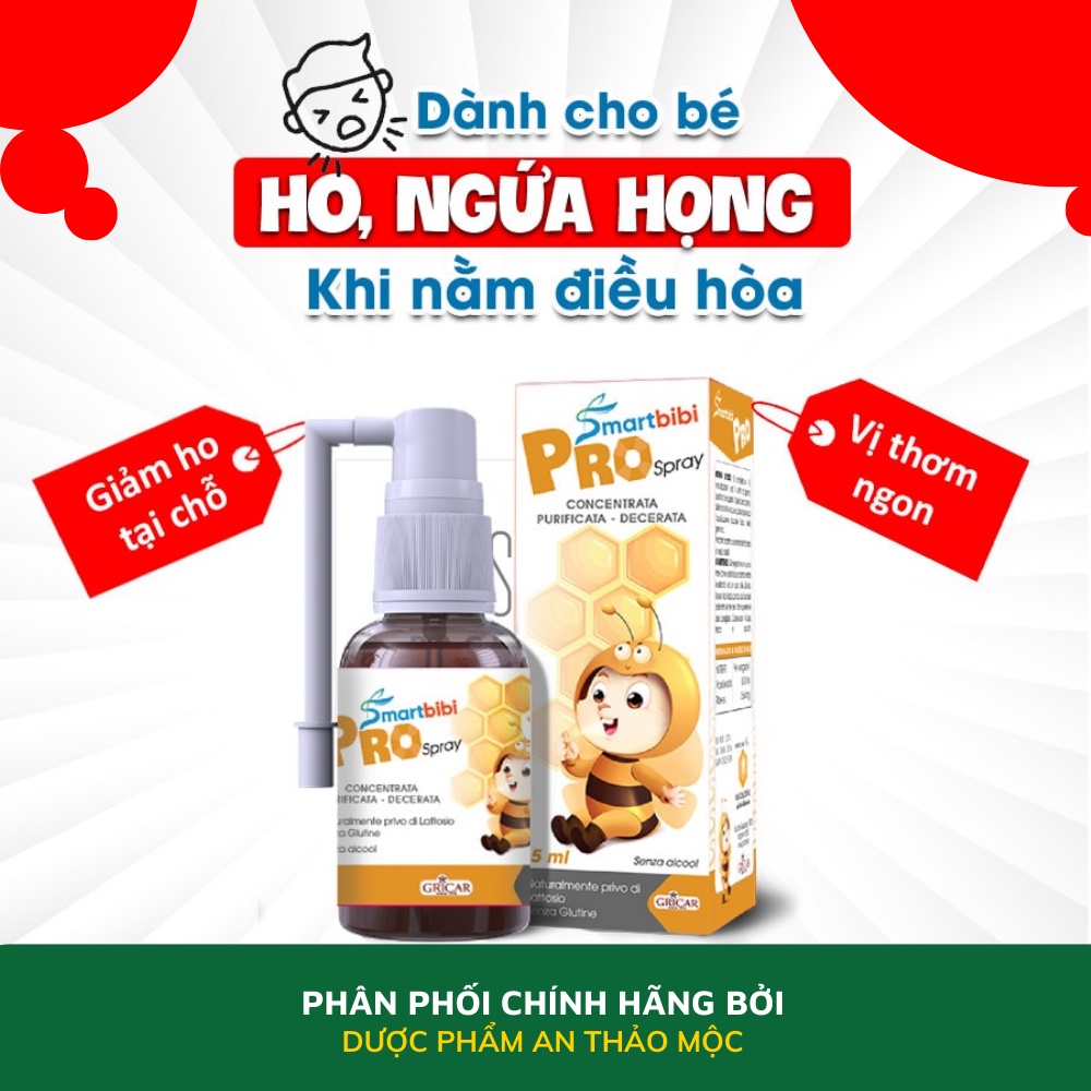 Xịt họng Smartbibi Pro Spray làm dịu giảm ho ngứa đau rát họng hỗ trợ tăng cường sức khỏe đường hô hấp