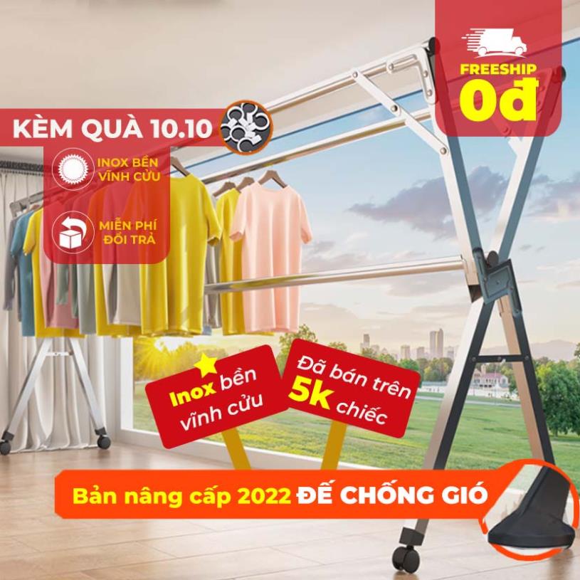 Giàn Phơi Quần Áo Thông Minh, Gấp gọn kiểu dáng giá phơi đồ có bánh xe tặng 20 móc treo cố định