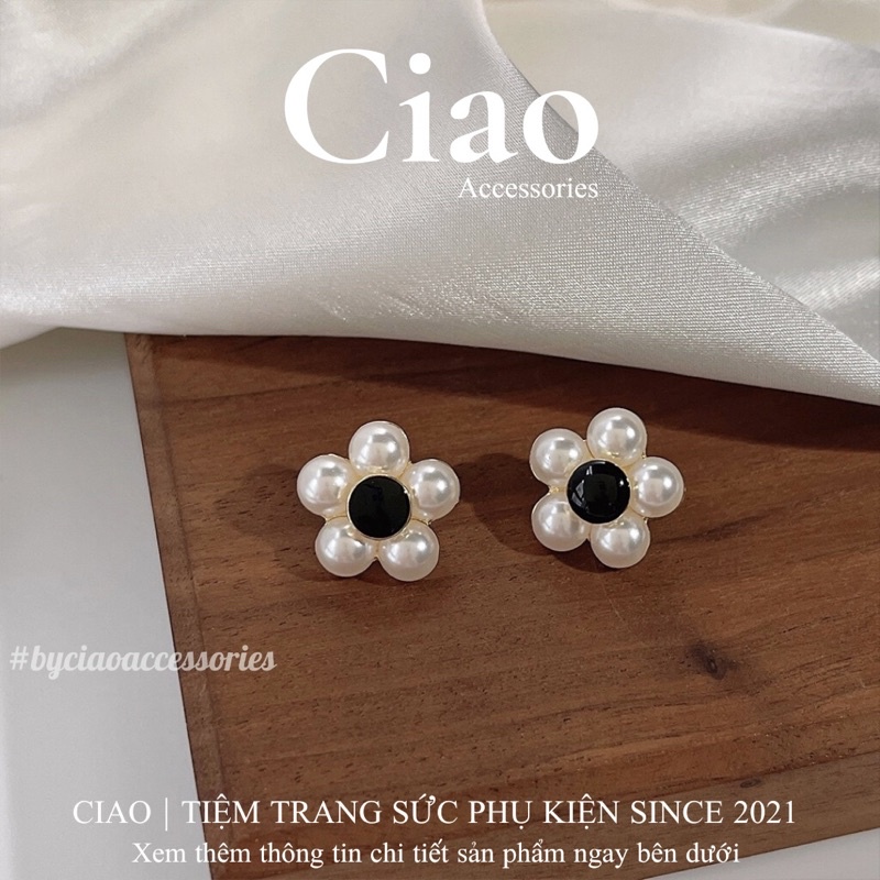 [NEW ITEMS] Khuyên tai/ Bông tai mạ bạc S925  thiết kế hoạ tiết hình hoa Cosie Ciao