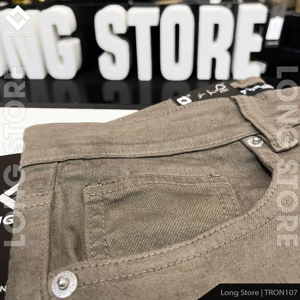 Quần jean nam xanh rêu LONGARES chất bò co giãn cao cấp ống đứng dáng ôm skinny siêu đẹp TRON107