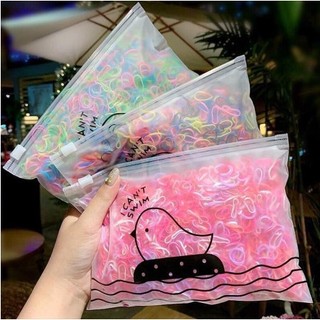Set 1000 sợi thun buộc tóc bé có túi zip
