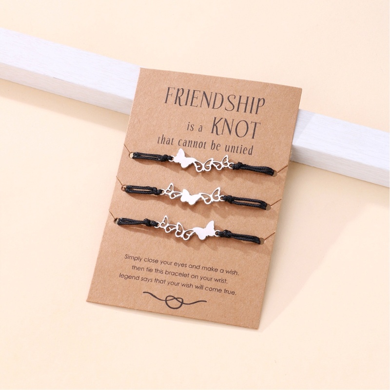 Vòng Tay Dây Bện Phối Mặt Hình Bươm Bướm Bằng Hợp Kim Thời Trang