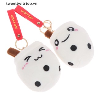 Móc khóa hình ly trà và búp bê boba nhồi bông đáng yêu