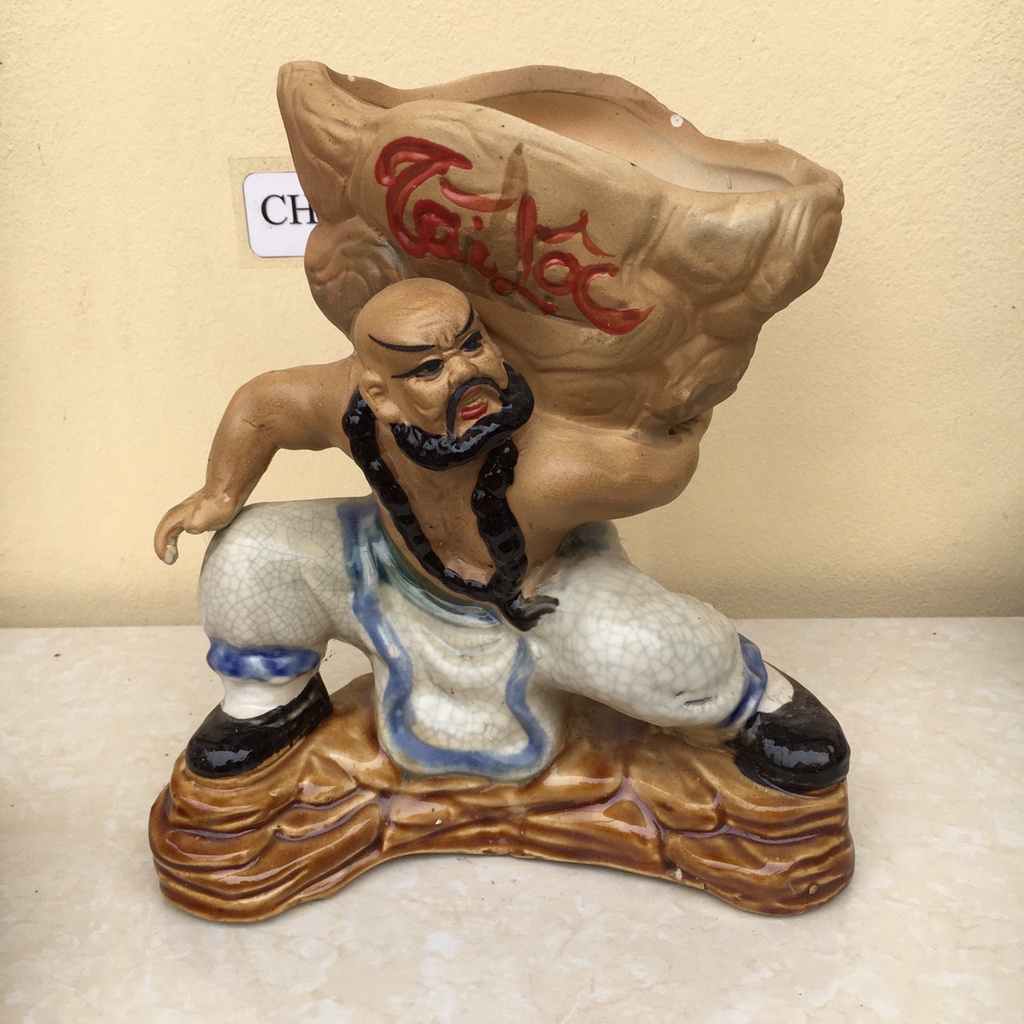 Chậu tượng lỗ trí thâm cõng đá bonsai sen đá mini gốm Bát Tràng 1 size SP499