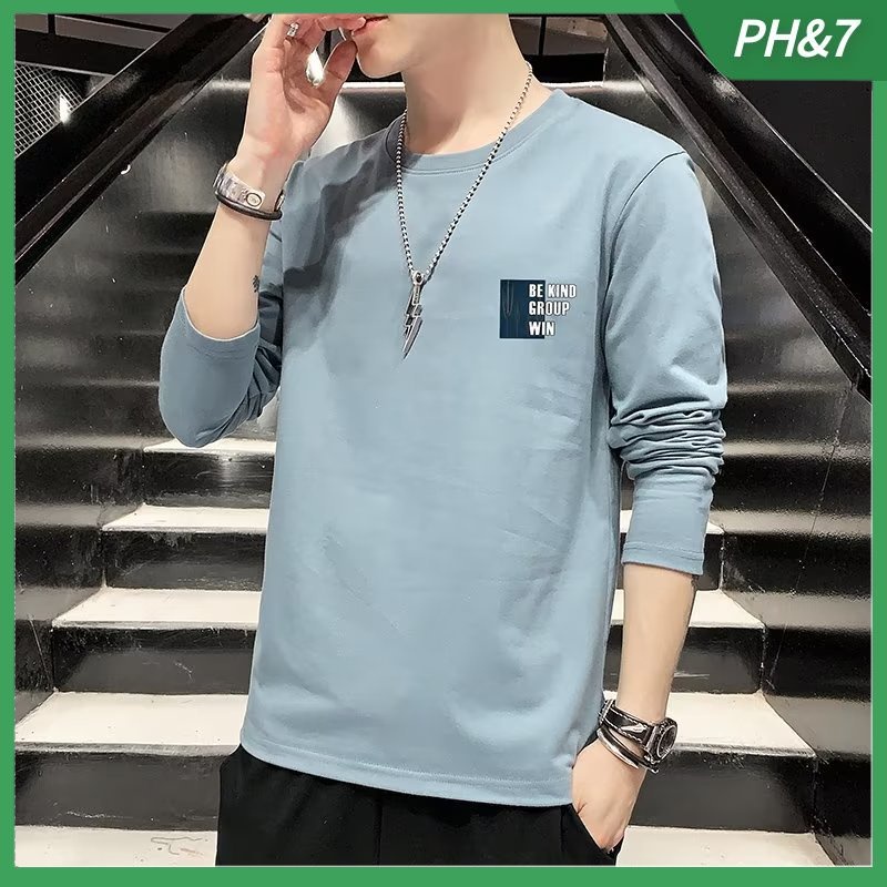Áo Thun Cotton Dài Tay Phong Cách Đường Phố Hàn Quốc Thời Trang Thu Đông Dành Cho Nam