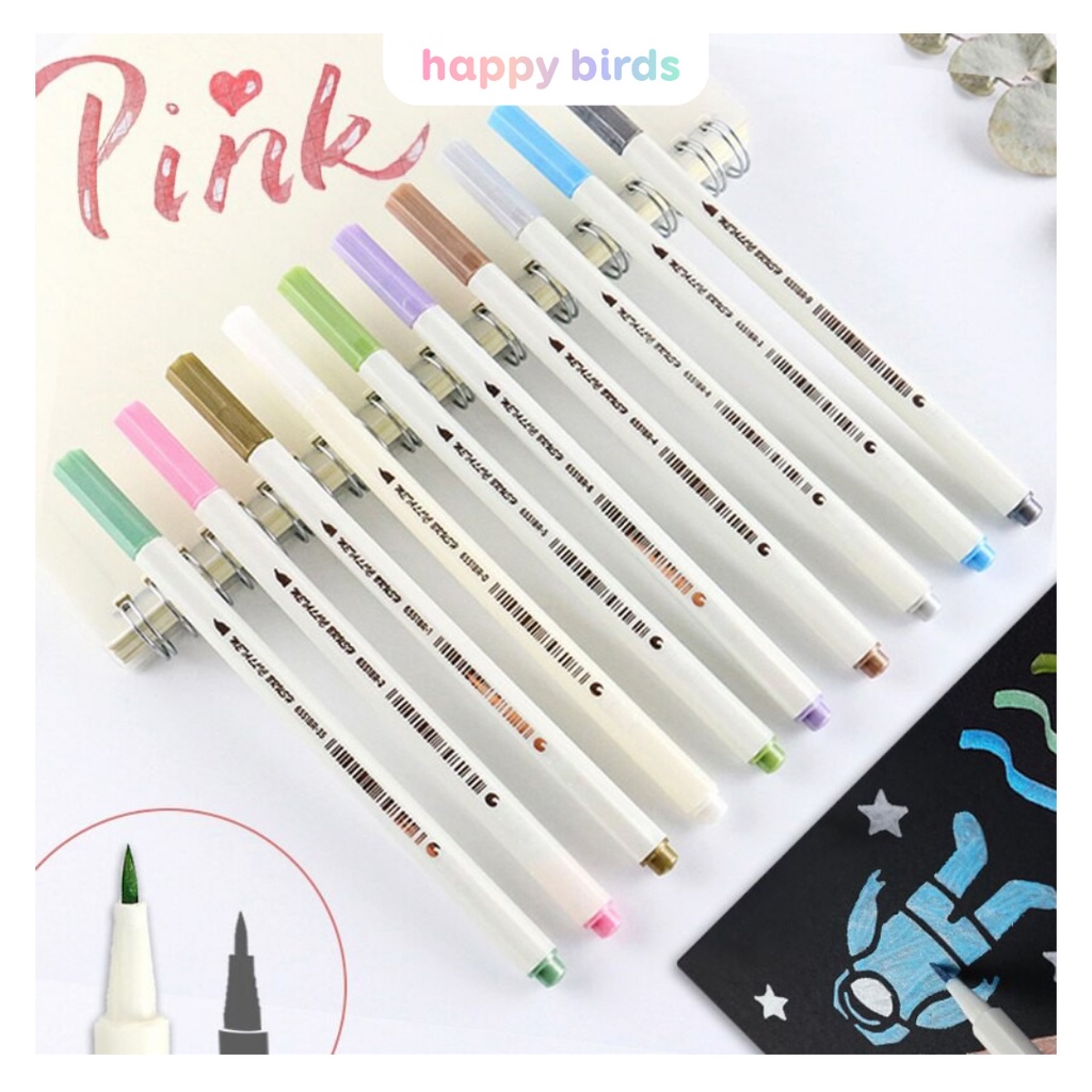 Bút brush bút lông mềm winzige brush pen metallic soft mực đều màu ánh nhũ - ảnh sản phẩm 3