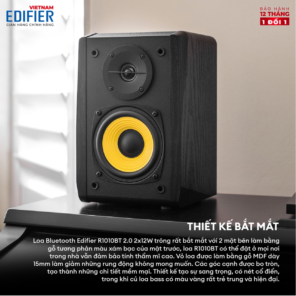 Bộ loa Bluetooth 2.0 EDIFIER R1010BT | Kết nối hai thiết bị Bluetooth | Bluetooth đa điểm | Gỗ cổ điển | Bảo Hành 12 Thá