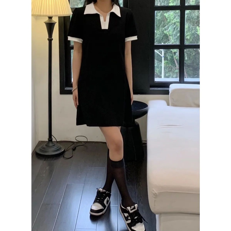 Đầm Polo 100% Cotton Ngắn Tay Form Rộng Thời Trang Mùa Hè