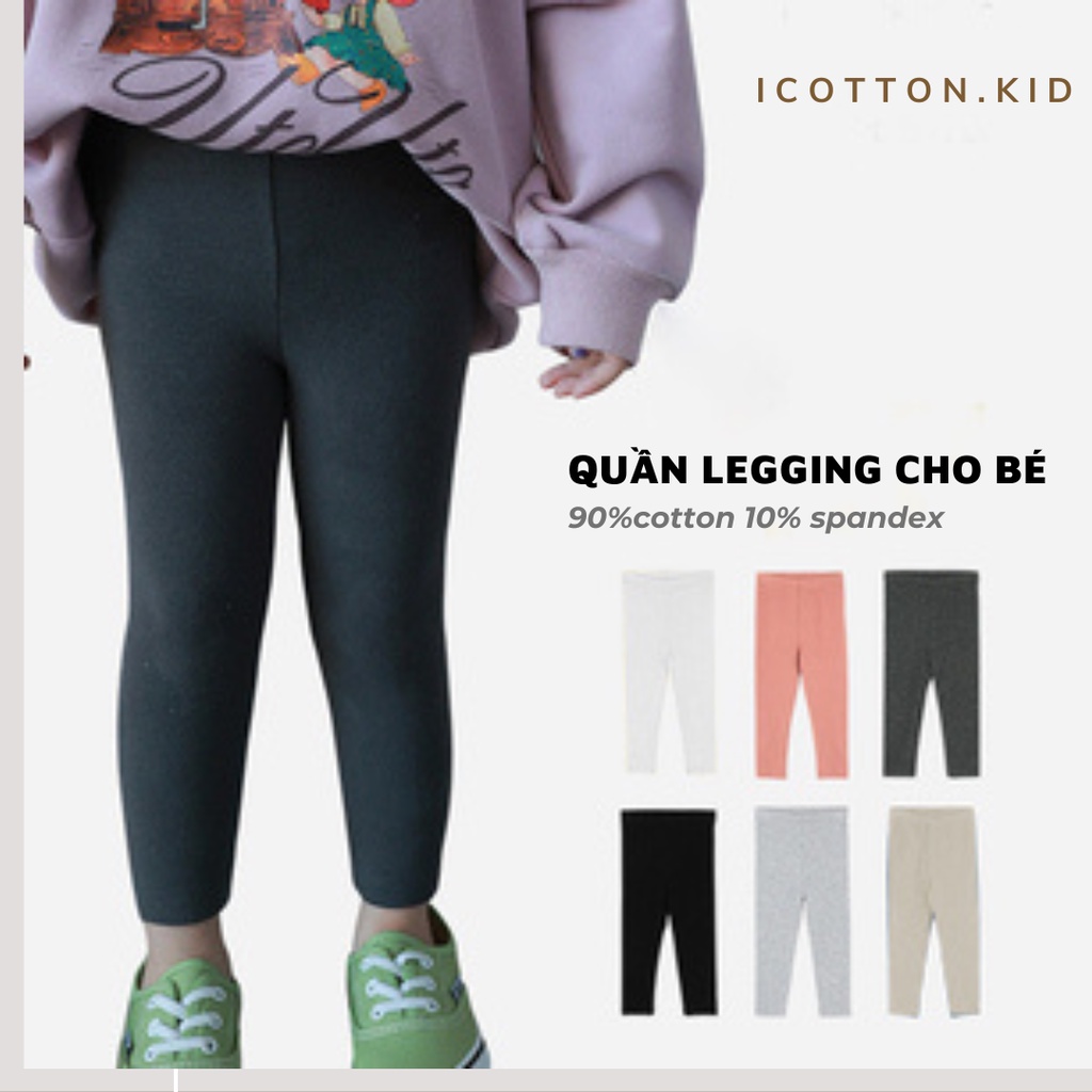 Quần legging len tăm mỏng cho bé Icotton siêu co dãn không bàn màu trắng đen ghi dễ phối đồ
