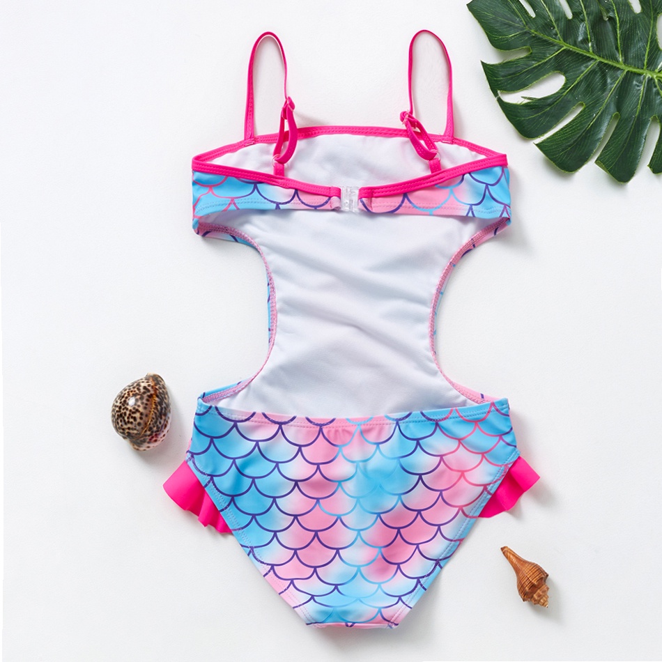 Bộ Đồ Bơi Một Mảnh Hở Lưng In Họa Tiết Da Cá Thời Trang Mùa Hè 2022 Dành Cho Bé Gái