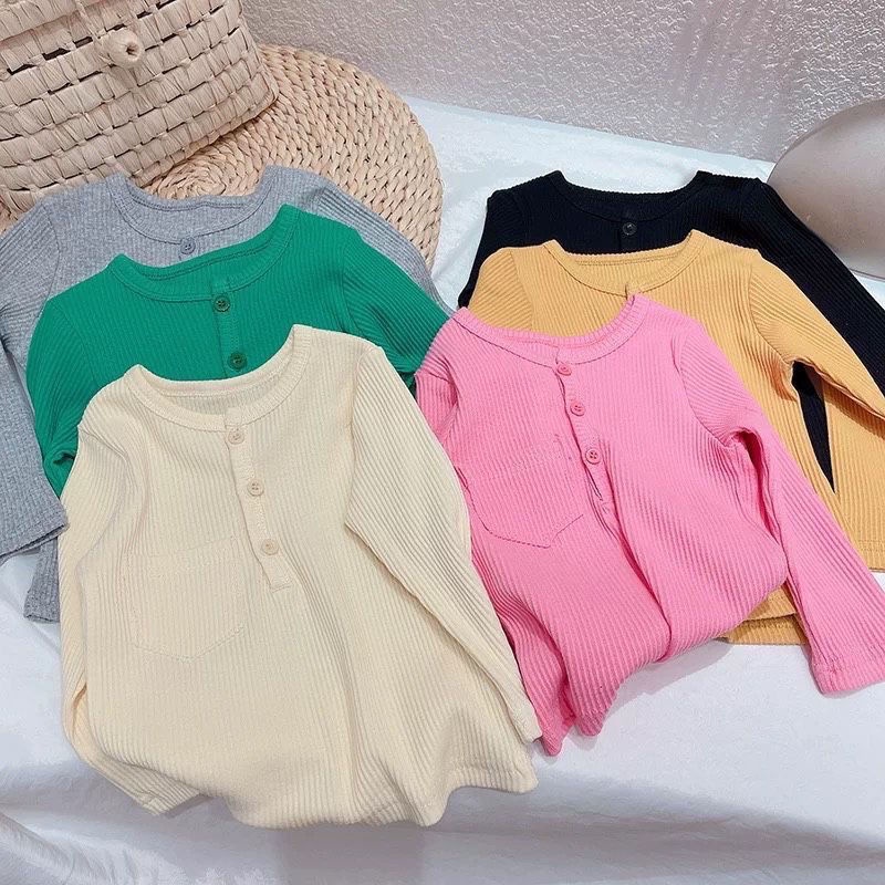 Áo Thun Mỏng Tay Dài Phong Cách Nhật Hàn Thời Trang Xuân Thu Hàng Mới Dành Cho Bé Gái 22 Tuổi