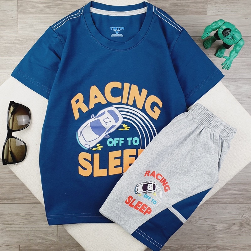 Bộ thun cotton tay ngắn quần đùi họa tiết hình in cho bé trai size đại cồ dưới 60kg