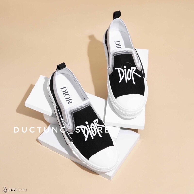GIÀY DI.OR SNEAKER SLIPON BLACK WHITE LAI AU [ FREE SHIP + BOX ]
