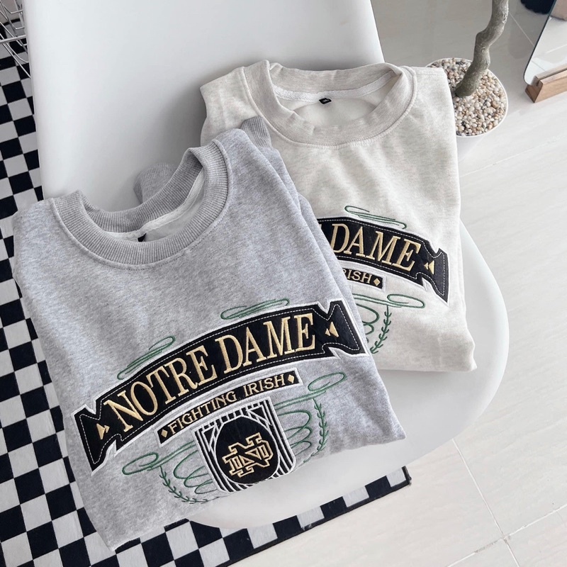 Áo Sweater Chữ Thêu Nỉ Bông Form Rộng NotreDame Unisex 2TCLOTHES