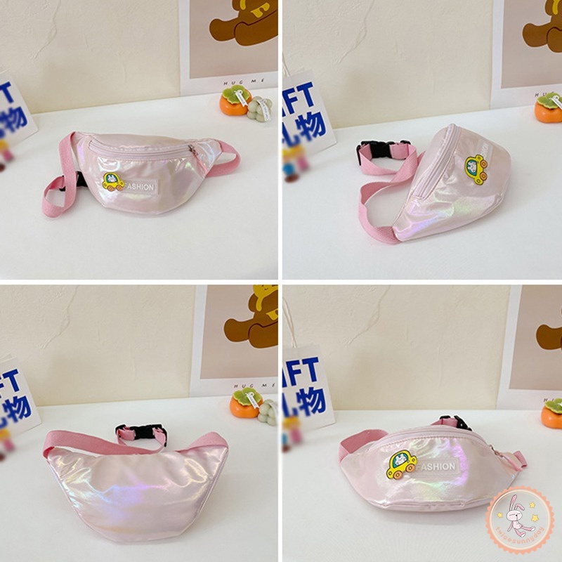 Túi Đeo Hông Bằng Da PU Màu Tương Phản Dành Cho Bé Gái