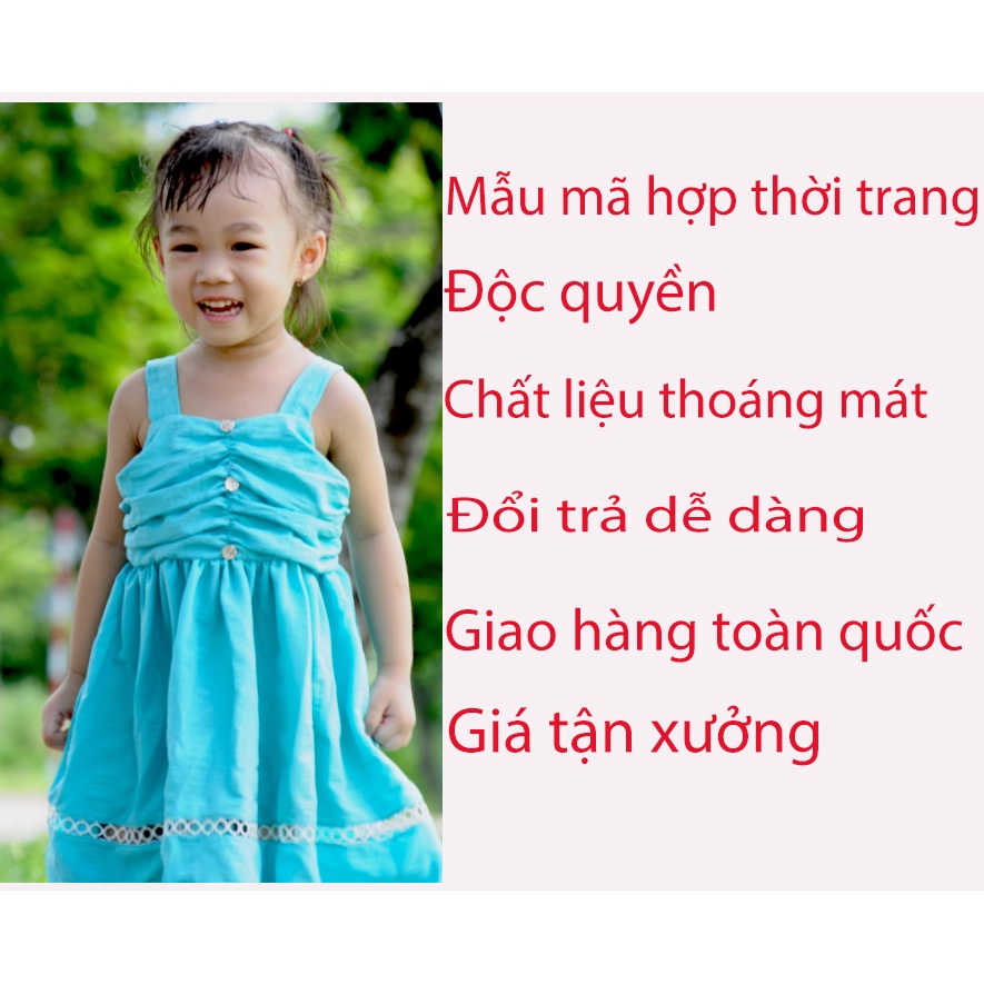 Đầm trẻ dây xanh ly thiết kế độc quyền Nana store (7kg-30kg)