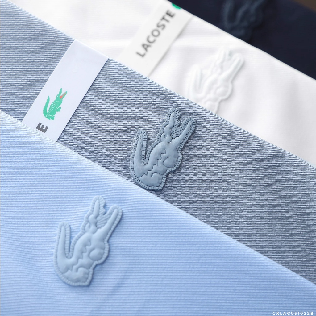 Áo sơ mi tay dài Không Túi GIẤU NÚT LACOSTE LOGO THÊU VẢI COTTON LỤA HIẾM 6 MÀU siêu sang Hàng xịn Cao Cấp