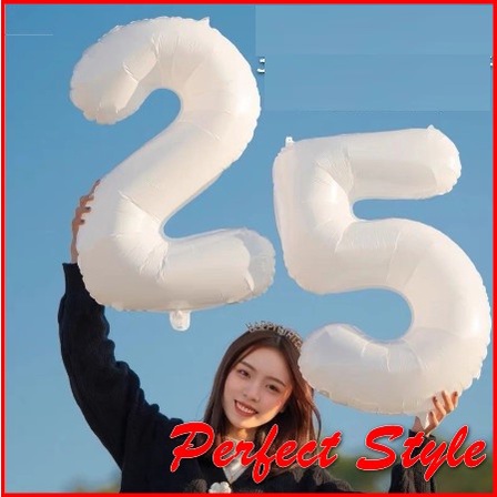 Bóng Kỹ thuật Số  32in Màu Trắng đen trang trí sinh nhật, thôi nôi phong cách Hàn Quốc cỡ Lớn