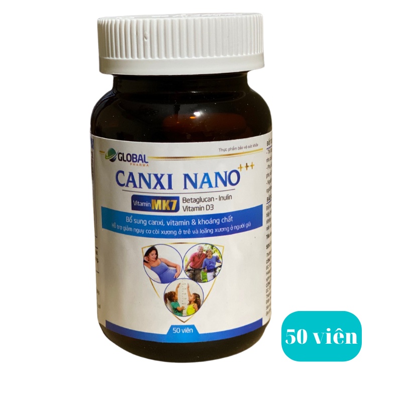 Viên uống Canxi Nano MK7 phát triển chiều cao, chắc khỏe xương - Hộp 50 viên