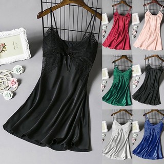 Đầm ngủ ren hoa liền thân lụa satin có đủ size dưới