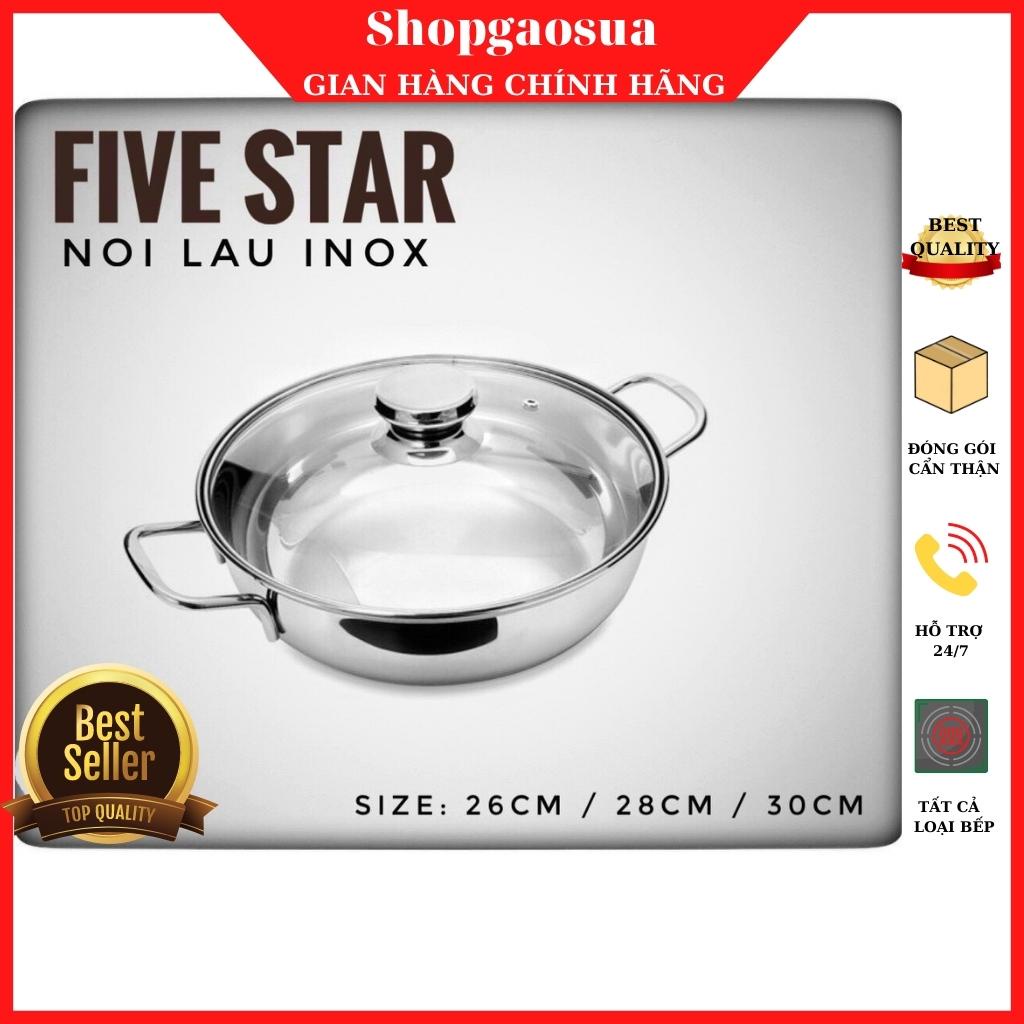 Nồi lẩu 3 đáy Fivestar nắp kính 24/26/28cm