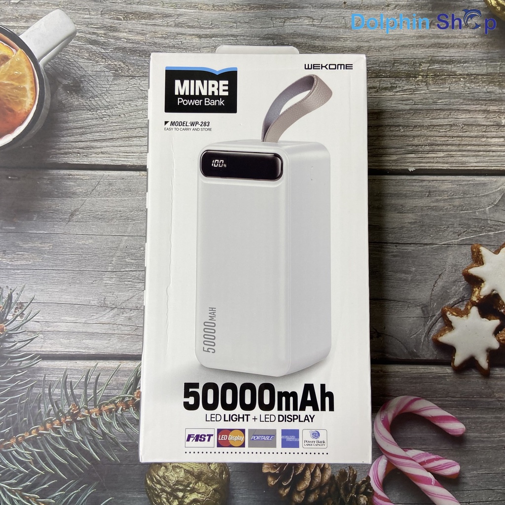 Sạc Dự Phòng 50.000mAh WP283 Tích Hợp Đèn Pin Siêu Sáng