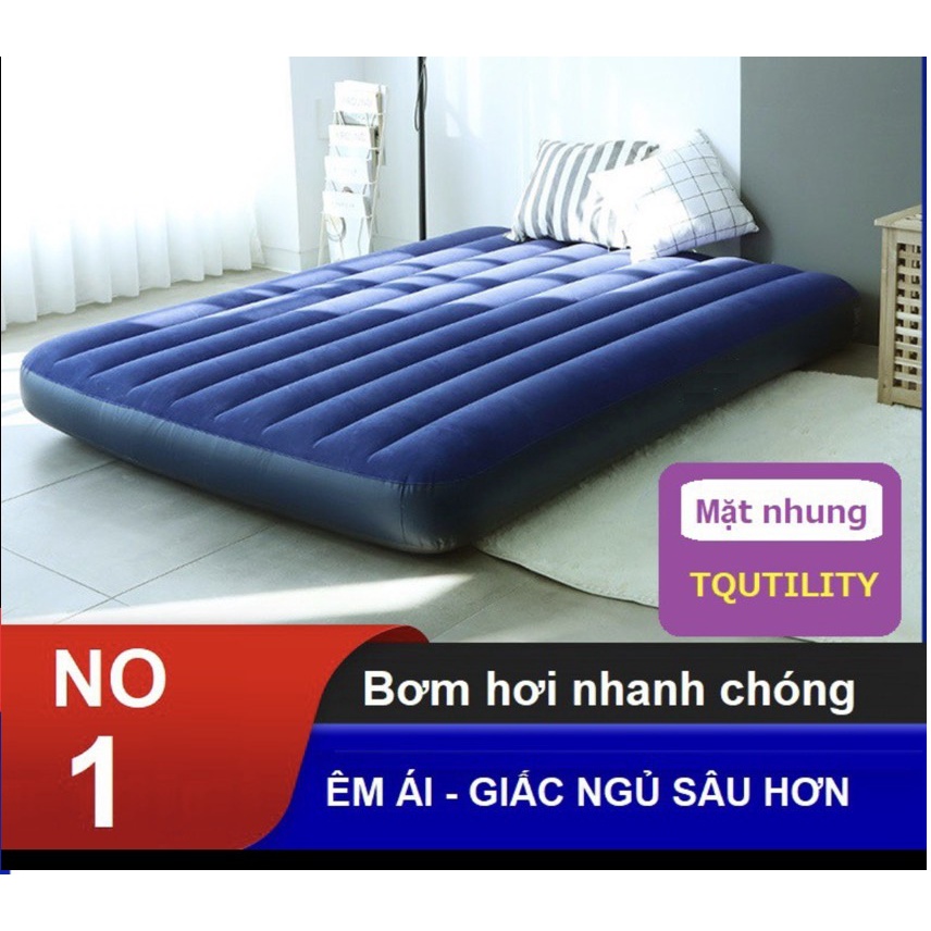 Đệm hơi đơn công nghệ mới nệm 1 người nằm, êm ái thoáng khí, gấp dọn tiện dung - Kèm bơm điện , TẶNG 1 BỘ VÁ