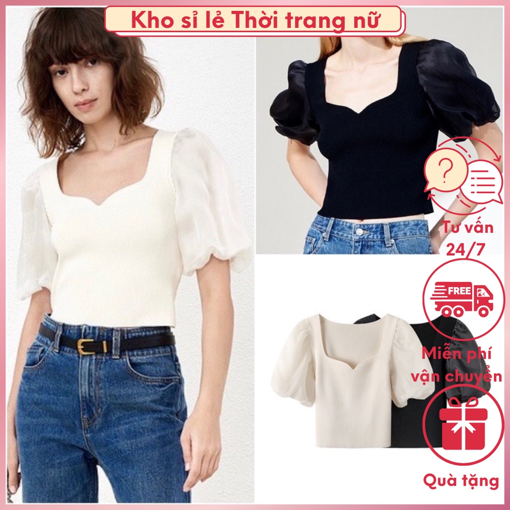 6K39. ÁO LEN TAY VOAN PHỒNG (hàng có sẵn)