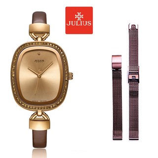 Julius Official | Combo đồng hồ nữ Julius JA-298 và dây thép nâu