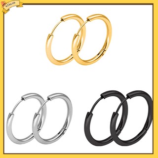 Đôi bông tai tròn bằng thép không gỉ thời trang đơn giản cho nam và nữ