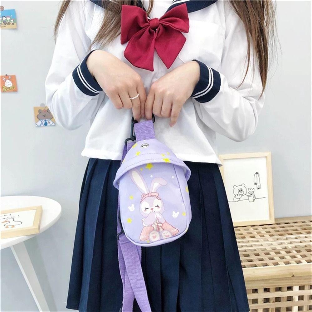 Túi Canvas Đeo Chéo Ngực Đựng Điện Thoại Họa Tiết Hoạt Hình My Melody Cinnamoroll