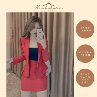 Set Vest Đỏ Chân Váy Sang Trọng Chất Liệu Cao Cấp