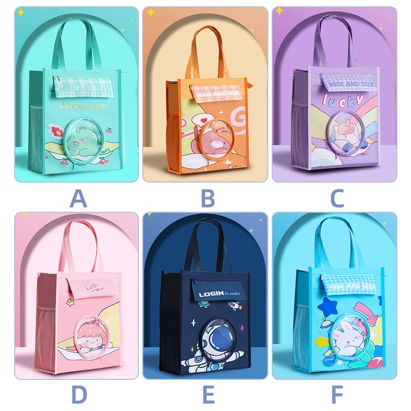 Túi Tote Vải Canvas Chống Thấm Nước In Hoạt Hình Dễ Thương Cho Bé