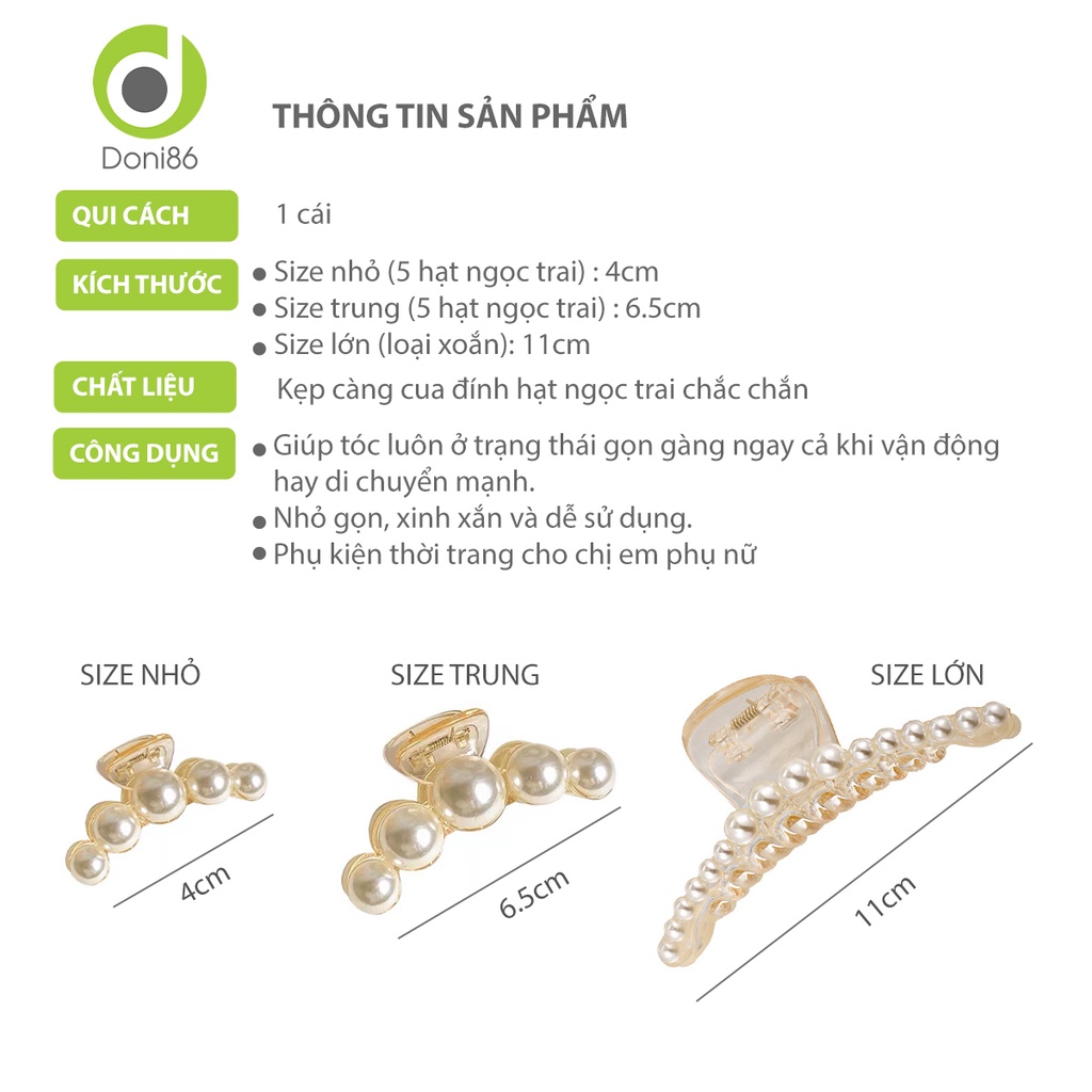 Kẹp càng cua chất liệu nhựa sang trọng nhiều kích cỡ vừa dành cho nữ - Doni - DOPK269