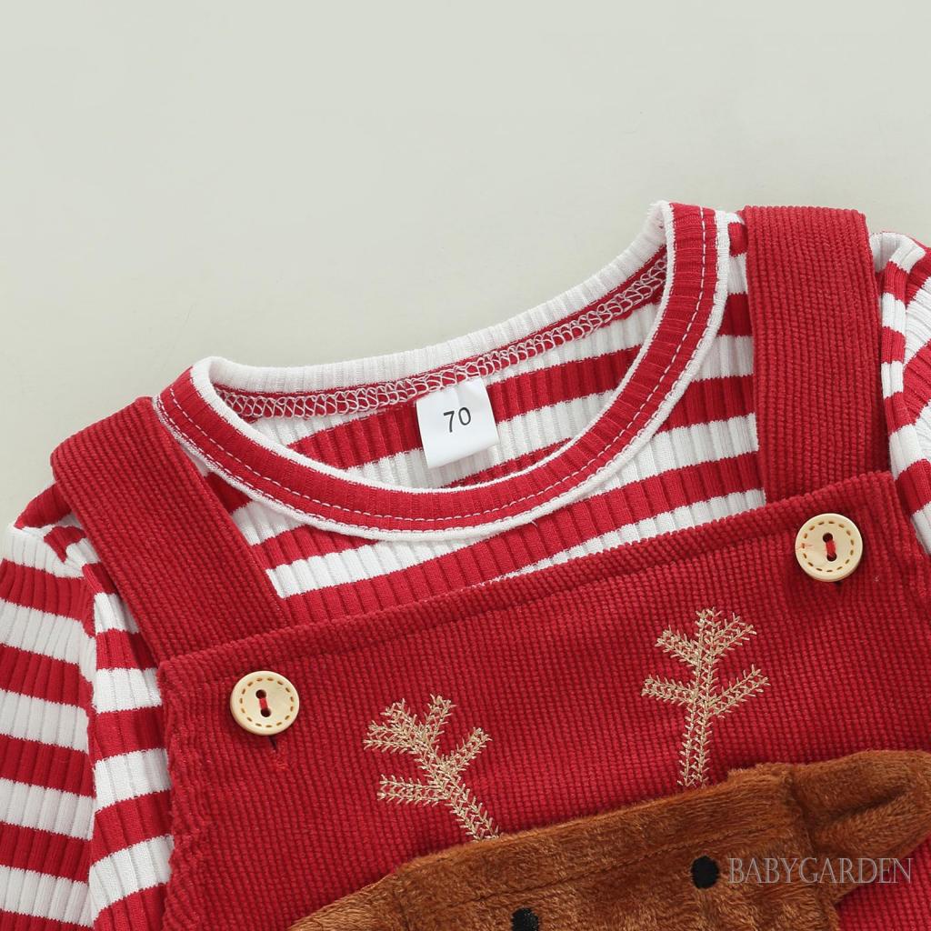 Bộ Áo Liền Quần Tay Dài In Họa Tiết Tuần Lộc Thời Trang Mùa Thu Xinh Xắn Cho Bé Từ 0-24 Tháng Tuổi